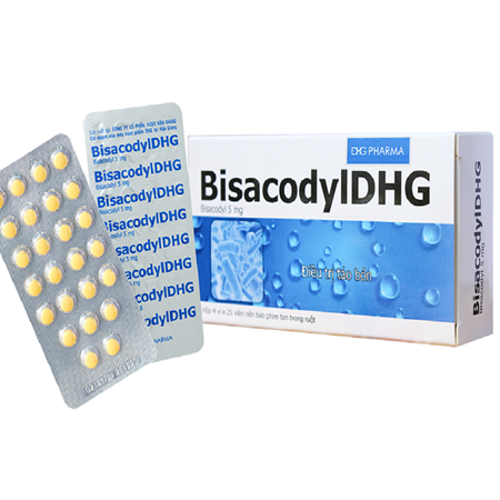 Thuốc Bisacodyl 5 DHG -  điều trị táo bón.Thải sạch ruột trước và sau phẫu thuật.