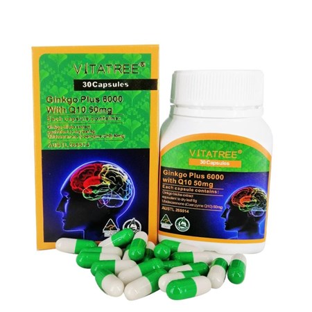 Thuốc Vitatree Ginkgo Plus 6000 With Q10 50mg -  Viên Uống Tăng Tuần Hoàn Não