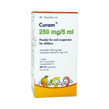 Thuốc Curam 250mg/5ml - Điều trị viêm tai giữa