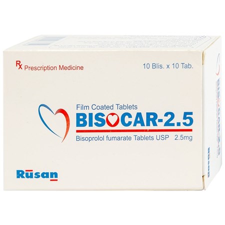 Thuốc Bisocar 2,5 mg - Điều trị đau thắt ngực, huyết áp cao, suy tim mãn tính