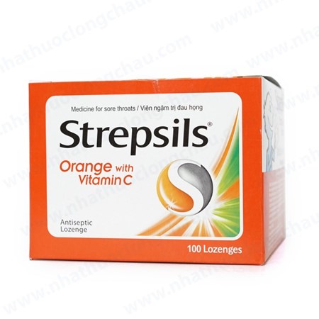 Thuốc ngậm Strepsils vị cam cùng Vitamin C