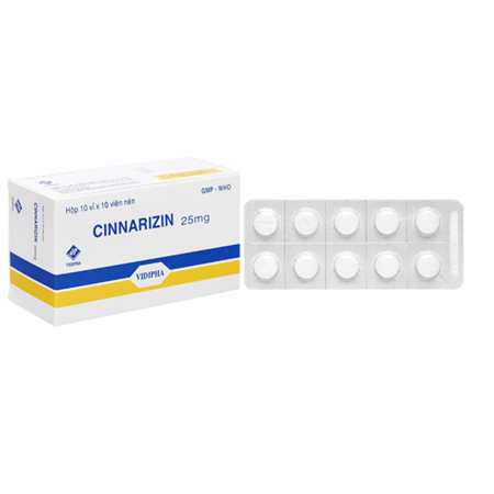 Thuốc Cinnarizin 25mg  trị rối loạn tiền đình