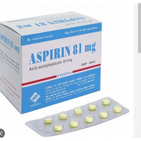 Thuốc Aspirin 81mg dự phòng thứ phát nhồi máu cơ tim và đột quỵ 