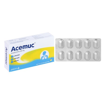 Thuốc Acemuc 200mg - Long đàm, tiêu nhầy, giảm ho