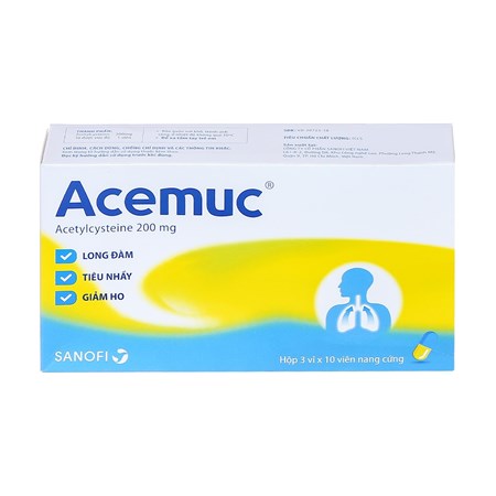 Thuốc Acemuc 200mg - Long đàm, tiêu nhầy, giảm ho