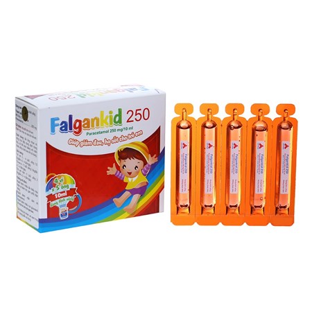 Thuốc Falgankid 250 dùng để hạ sốt và giảm đau nhẹ và vừa ở trẻ em.