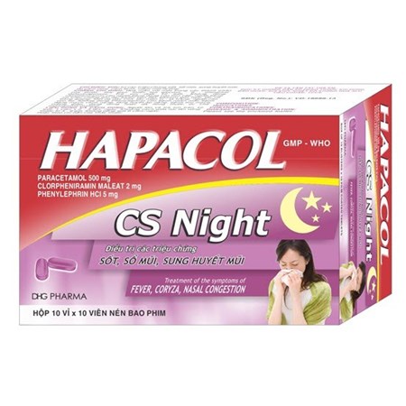 Thuốc Hapacol CS Night - trị cảm lạnh, cảm cúm