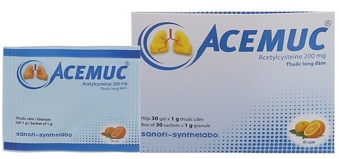 Thuốc Acemuc dạng cốm pha uống 200mg dạng cho cả người lớn và trẻ em trên 24 tháng